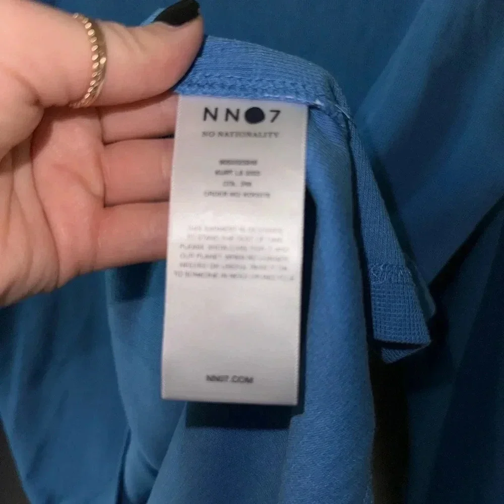 N No 7 No Nationality Blue Waffle Long Sleeve Shirt Medium - Picture 3 of 6